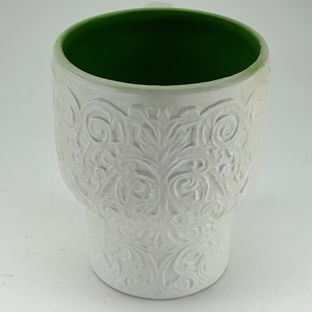 Vintage Holt Howard 1965 Mugs Set of 3 White Green Coffee Tea Filagree Ornate - Picture 9 of 11